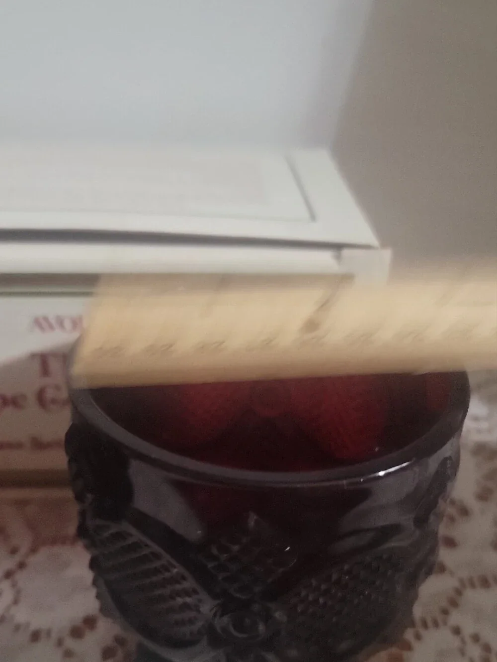 Avon 1876 Cape Cod Collection Footed Glass Set Ruby Red